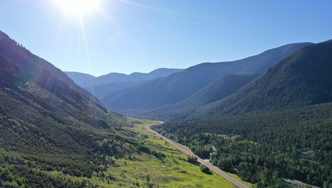 Aerial photo of Beartooth Highway