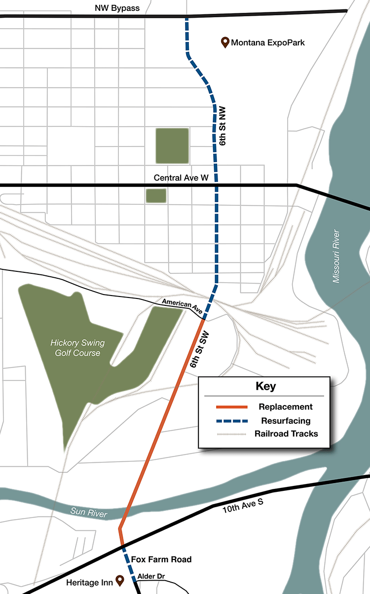 6th Street NW/SW Roadway Resurfacing Project Map
