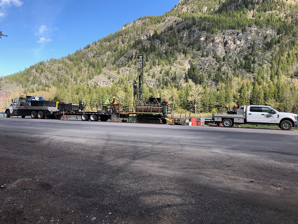 Construction equipment on the side of the road in Bad Rock Canyon Image