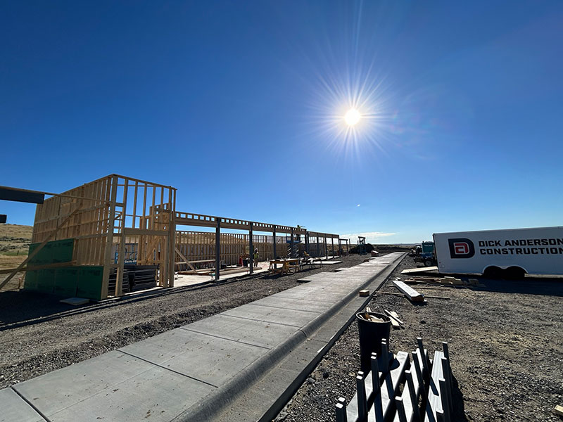 Interior walls of main building being constructed at the westbound site of the Hardin Rest Area (Dick Anderson Construction/Tyler Hansen)