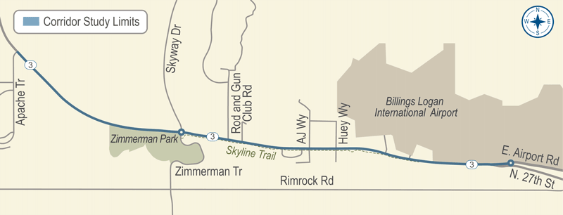 Montana Highway 3 Billings Corridor Study map