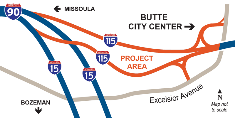 I-115 Butte City Center map