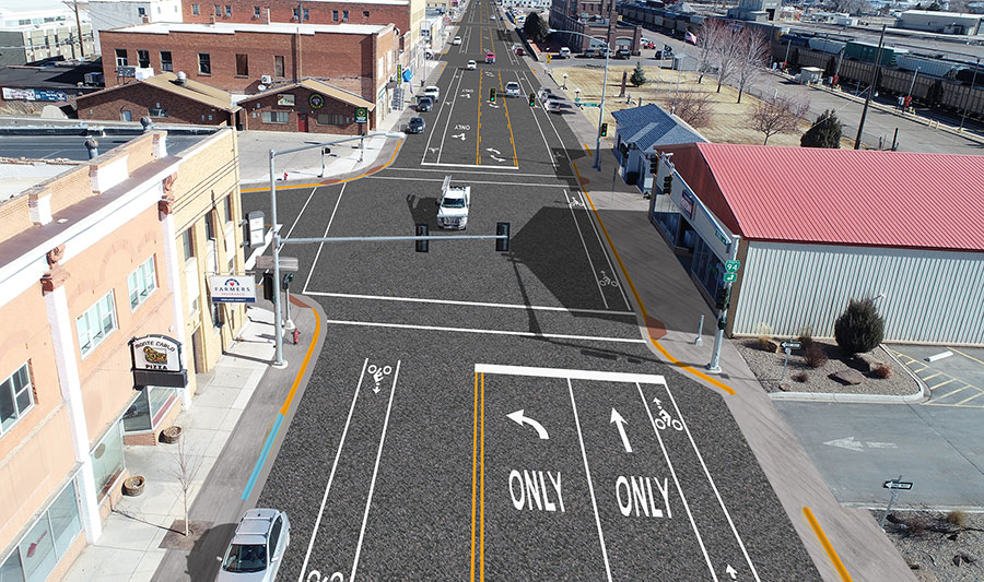 Detailed representation of Towne Street after project work is completed