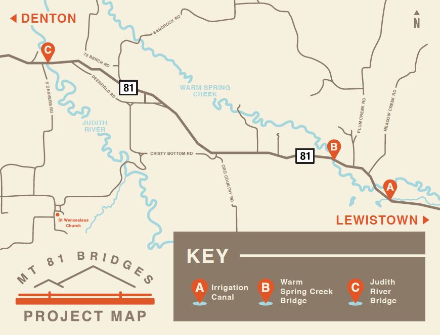 MT 81 Bridges project map