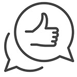 conversation bubble with thumbs up