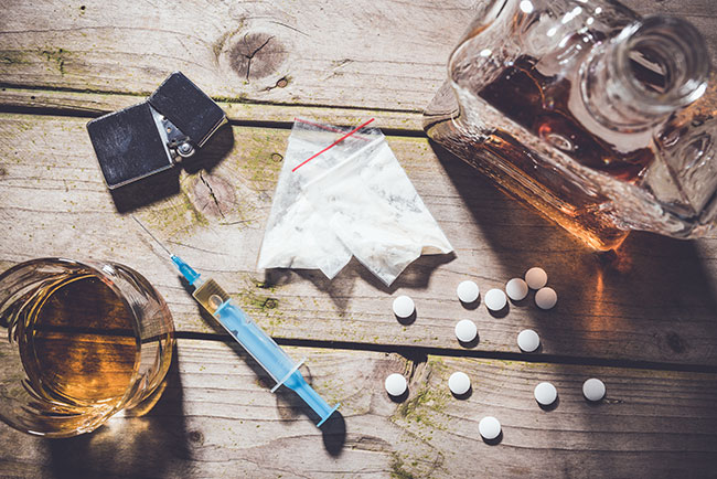 drugs and alochol on a table